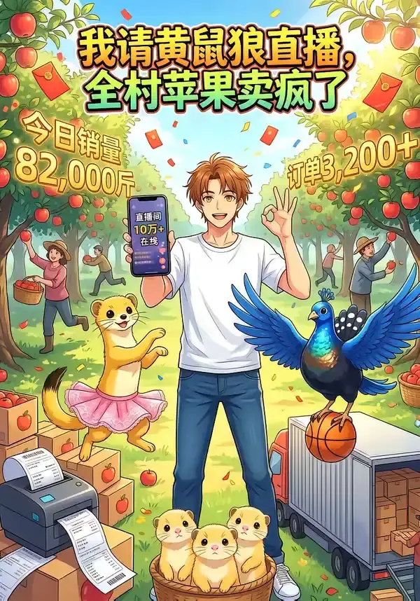 我请黄鼠狼直播，全村苹果卖疯了